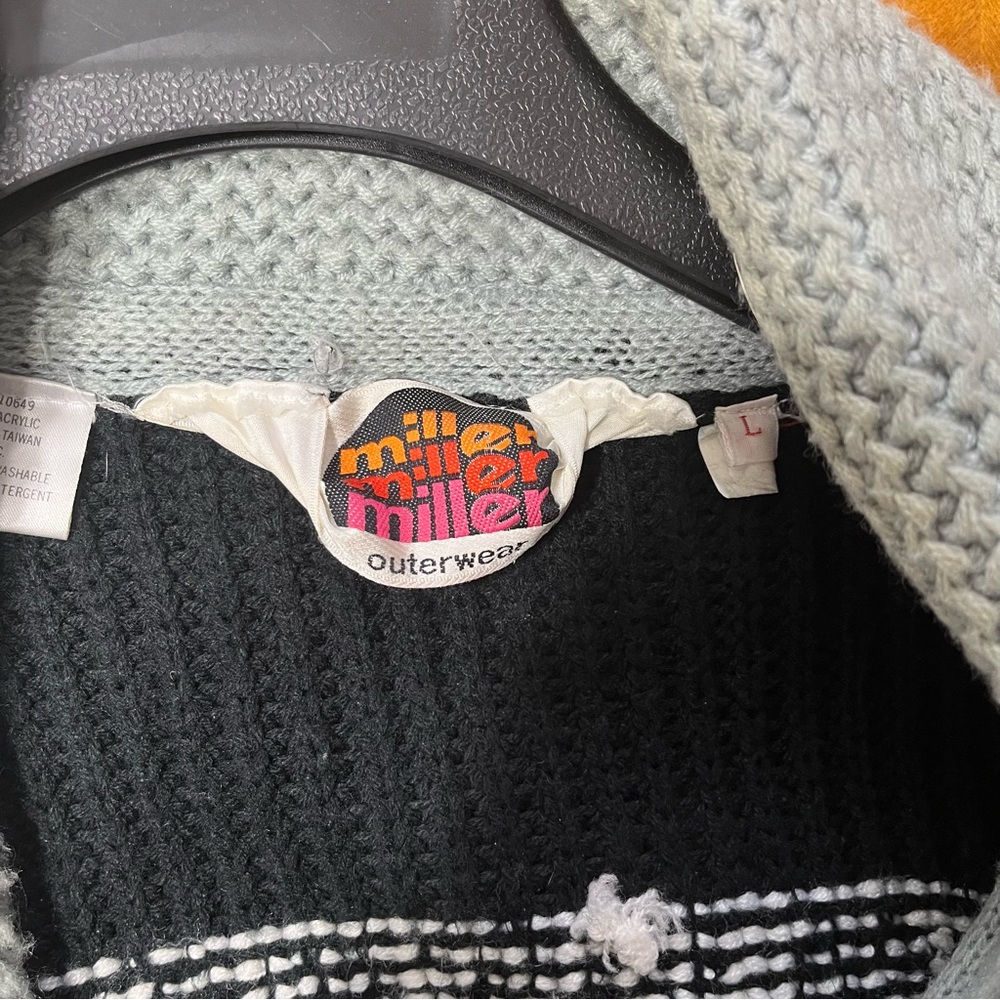 Miller Outerwear Vintage Rare 1970s Cardigan Sweater Grandpa Dad Vibes Gray Sz L - Picture 4 of 11